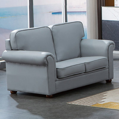 【優比傢俱生活館】22 便宜購N-2109型雅典娜灰色平紋耐磨皮沙發組1+2+3沙發-2人/二人/雙人沙發SH005-3