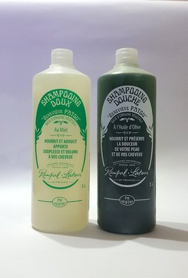 南法香頌 歐巴拉朵 忍冬蜂蜜洗髮精 1L &amp; 特級橄欖油沐浴乳1L ，附壓頭