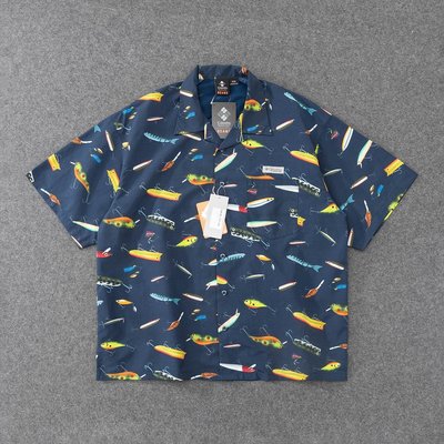 【MOMO全球購】Columbia × BEAMS PFG 哥倫比亞釣魚寬松短袖襯衫