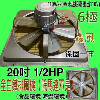 20吋 1/2HP 6極 臭豆腐攤 海邊 吸排 通風機 抽風機 免運 白鐵排風機 電風扇 吸排扇 工業排風機(台灣製造)