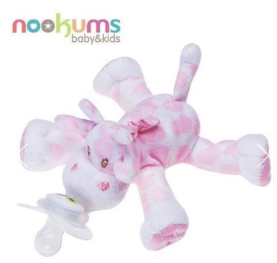 美國 nookums 寶寶可愛造型安撫奶嘴/玩偶-粉色長頸鹿