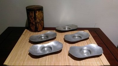 【古玩茶趣】中國錫茶托  日本古美術 日本茶道具  老件 茶托 杯托 五客 18