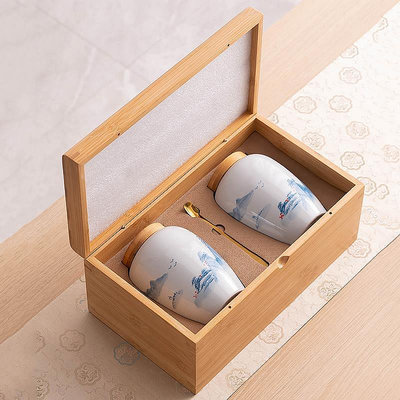 熱銷*手繪陶瓷大雙罐綠茶茶葉包裝盒空禮盒一斤裝高檔巖茶紅茶白茶通用特價優惠現貨