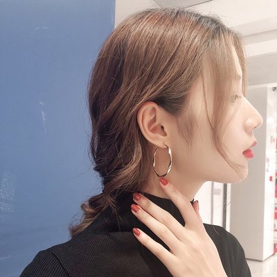 盛美網紅大耳圈女氣質韓國耳環新款個性小眾高級感夸張耳墜耳飾品