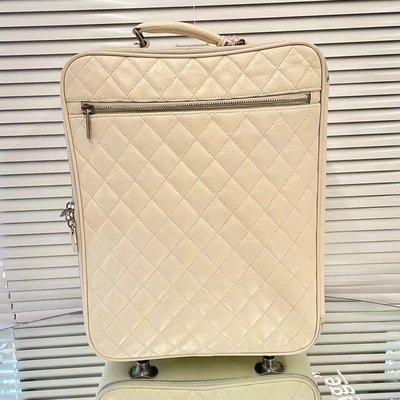 Chanel vintage米色皮革行李箱旅行箱