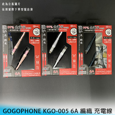 【台南/面交】GOGOPHONE KGO-005 120cm Type-C to Type-C 6A/快充 編織 充電線