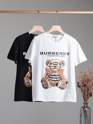 【熱賣精選】Burberry巴寶莉夏季新款潮牌格紋刺繡小熊情侶半袖T恤OVERSIZE寬鬆版型不挑身材-LK129955