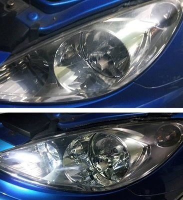 大燈快潔 Peugeot 寶獅 206 207 3D 5D CC GTi 307 原廠大燈泛黃霧化拋光翻新處理