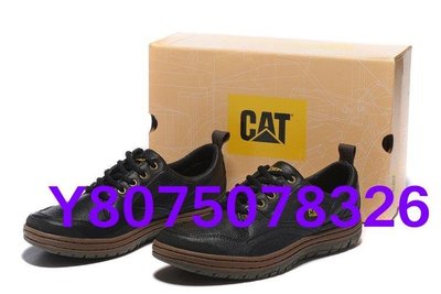 CAT卡特 男鞋 時尚潮流 低幫戶外休閒皮鞋 舒適百搭 防滑耐磨 系帶款 黑色