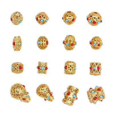 宏雲Hongyun-HC2-(10pcs) 復古尼泊爾風銅鍍沙金古法鏤空隔珠轉運珠 diy手鍊項鍊飾品配件