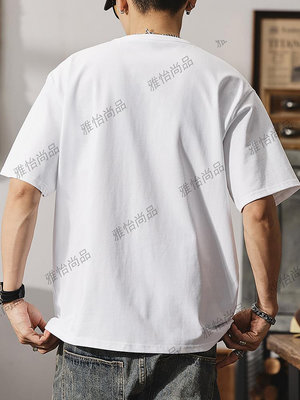 青少年短袖t恤男夏季美式工裝重磅280g純棉字母印花半袖圓領體恤-雅怡尚品