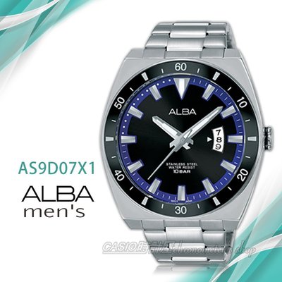CASIO時計屋 ALBA 雅柏手錶 AS9D07X1 石英男錶 不鏽鋼錶帶 防水100米 日期顯示 全新品 保固一年