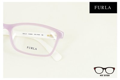 【My Eyes 瞳言瞳語】Furla 義大利品牌 粉紫雙色膠框光學眼鏡 清新卡通造型 粉嫩蝴蝶結 (VU4840)