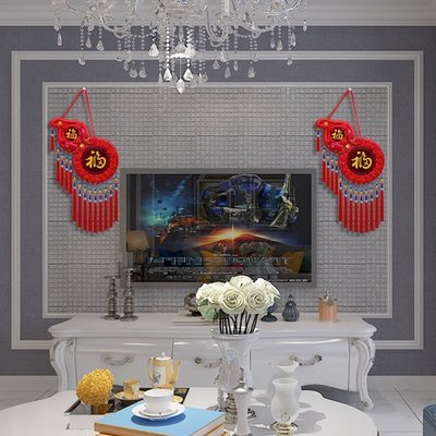 中國結掛件客廳大號門上高檔桃木福字掛飾喬遷新中式葫蘆裝飾-促銷