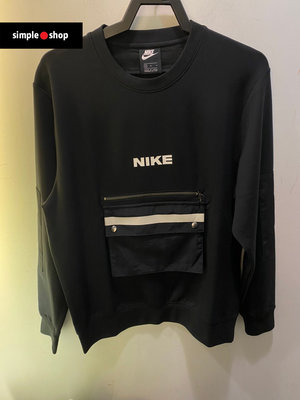 【Simple Shop】NIKE CITY FLC CREW 衛衣 工裝 大口袋 反光 黑色 DA0070-010