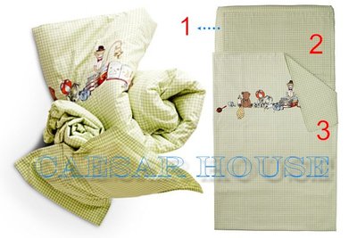 ╭☆凱斯小舖☆╮【IKEA】絕版NANIG-嬰兒被套組可愛經典綠色格紋純棉3件式-被套+枕套+床包