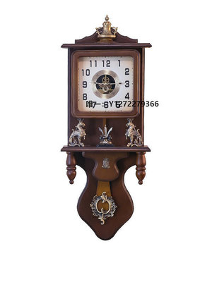 時鐘擺件客廳中式掛鐘家用復古鐘表古典木質古董時鐘半機械豪華裝飾石英鐘家居時鐘