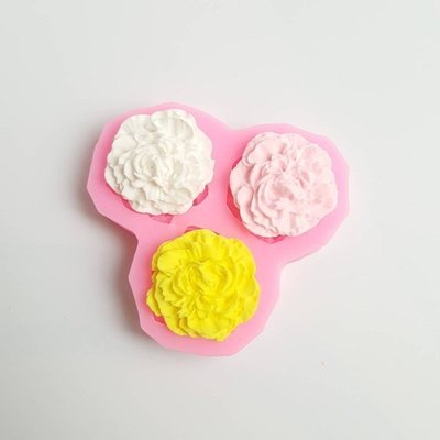 現貨 3pcs 玫瑰花矽膠蛋糕翻糖模具 巧克力手工皂模具 烘焙