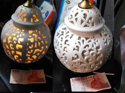 瓷燈賣場-中華陶瓷 免燈罩鏤空瓷瓶燈小