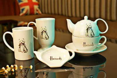 茶藝師 英國小狗熊出口harrods外貿陶瓷杯子母壺馬克杯情侶杯咖啡杯茶壺