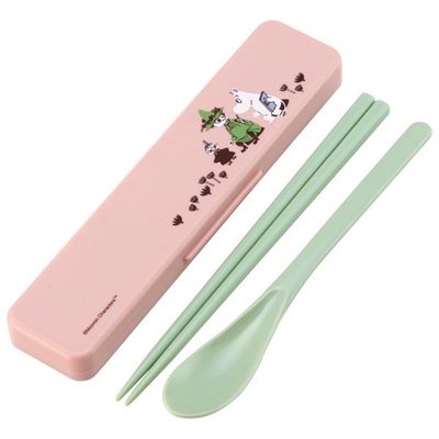 【熱賣下殺】moomin日本制造正版姆明亞美筷子勺子盒套裝便攜式抗菌餐具盒