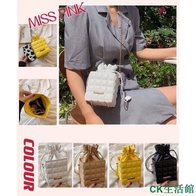 CK生活館MISS PINK 夏季流行鏈條包包女2022新款潮時尚網紅簡約斜挎包迷你休閒水桶包