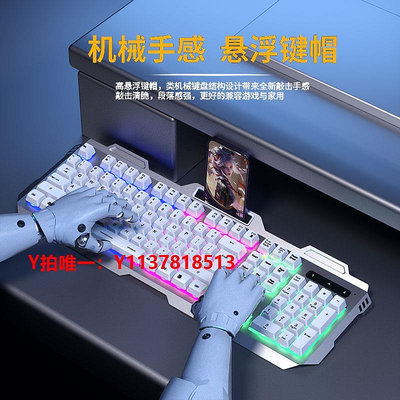 鍵盤有線鍵盤鼠標套裝機械手感發光電腦臺式USB有字符燈光背光懸浮鍵