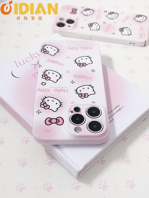 奶油夢境卡通可愛hellokitty適用iPhone15promax手機殼新款14蘋果-奇點家居