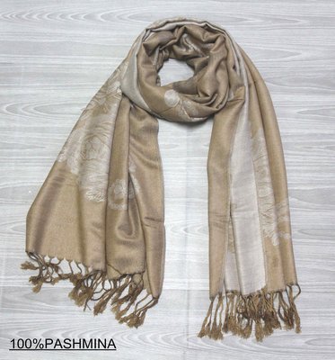 正品100%PASHMINA喀什米爾羊毛雙面會呼吸的圍巾披肩-玫瑰駝可-送禮自用溫暖貼心禮物