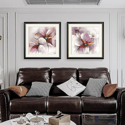 美式客廳輕奢粉色花卉裝飾畫法式現代簡約墻畫餐廳臥室高級感掛畫熱心小賣家