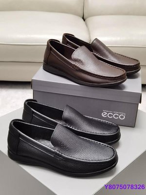 ECCO 愛步經典款男鞋 一腳蹬爸爸鞋 開車鞋 真皮休閒鞋~【潮鞋社】
