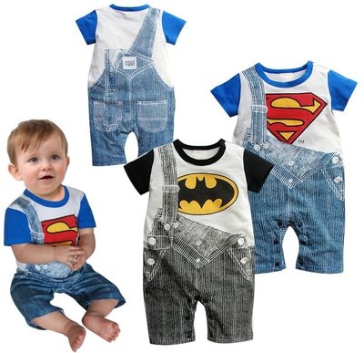 【PIG BABY童裝舖】假兩件吊帶超人、蝙蝠俠造型連身衣