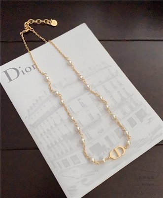 [香港名品]時尚百搭 Dior 珍珠CD吊墜經典設計項鏈 頸鏈