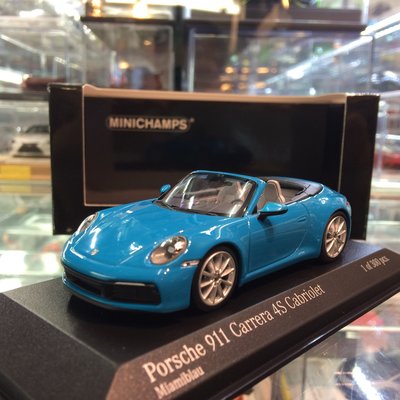 吉華科技@MINICHAMPS Porsche 911 Carrera 4S Cabriolet 2019 藍色