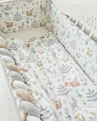 100%精梳純棉台灣製造MIT-寶寶嬰兒床純棉床圍嬰兒床品六件組 (嬰兒床內徑:120*60適用)