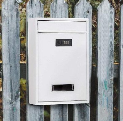 5203A 歐式 簡約時尚密碼鎖信箱 白色鐵藝信箱 戶外信箱意見箱簡易郵筒壁掛信箱