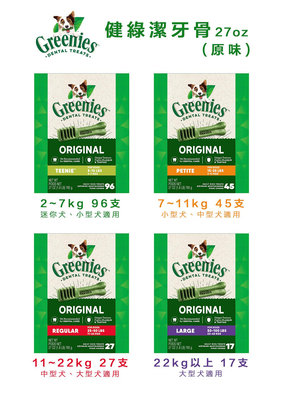 Greenies 健綠潔牙骨 27oz盒裝『🔥買2盒送小包x1』2~7kg 7~11kg 11~22kg 22kg