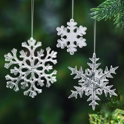10pcs / lot 聖誕透明水晶假雪花聖誕樹掛飾仿真冰冬派對新年裝飾