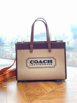 NaNa Outlets 代購 美國直郵 COACH C8459 FIELD tote22 蔻馳熱賣新款 LOGO 女士托特包 單肩斜挎 附購證