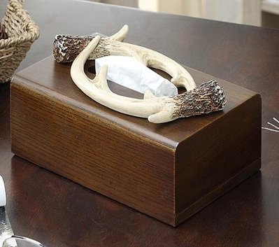 日本進口 好品質 木頭製 糜鹿鹿角小鹿動物 棕色客廳房間咖啡廳面紙盒衛生紙盒紙巾盒送禮禮品