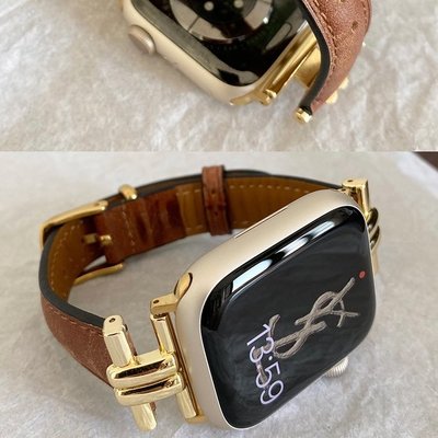 復古真皮錶帶 適用於applewatch8765錶帶替換錶帶