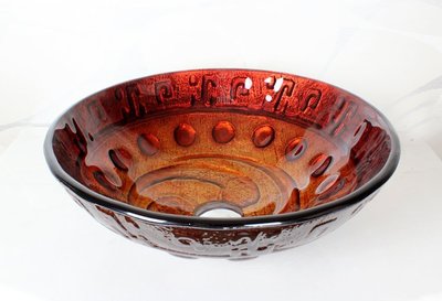 FUO衛浴:42x42公分 琉璃工藝 藝術強化玻璃碗公盆 (BW216) 期貨!