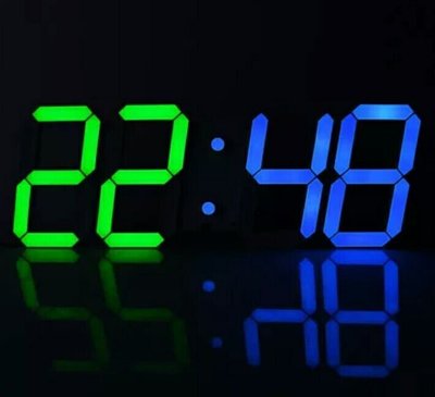 超大尺寸字體LED電子鐘掛鐘客廳 辦公室 商場 大螢幕立體數位時鐘紅燈（藍+綠燈版） 新台幣：1.948元