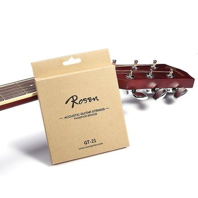 【熱賣精選】現貨 Rosen民謠木吉他琴弦一套GT-21吉它弦線通用6根配件