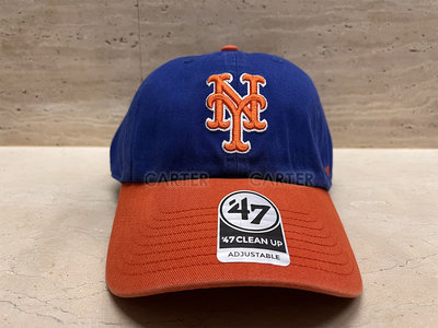 47 Brand MLB New York Mets 美國職棒紐約大都會隊47' 老帽藍橘色軟式 Clean Up 帽型