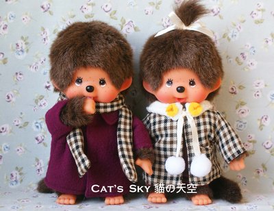 《Cat Sky》日本．超可愛Monchhichi冬日夢奇奇．紫色大衣圍巾款男孩