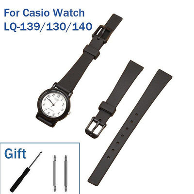 熱銷 適配卡西歐 LQ-139/130/140 橡膠超薄柔軟透氣錶帶更換 12mm 樹脂錶帶--可開發票