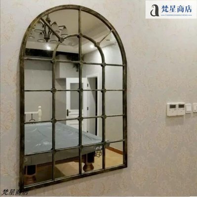 【熱賣精選】歐式鐵藝假窗鏡框 壁飾圓弧窗戶 客廳裝飾鏡框架 餐廳壁景掛鏡正品