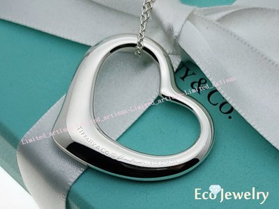 《Eco-jewelry》【Tiffany&amp;Co】經典（XL)特大open heart長鍊純銀925項鍊~專櫃真品已送洗