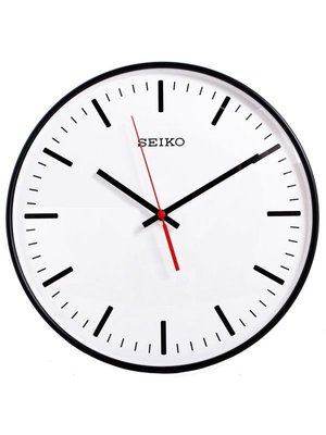 SEIKO CLOCK 精工現代藝術白反黑刻劃白面圓弧凸鏡面滑動式秒針靜音掛鐘 型號：QXA701K【神梭鐘錶】